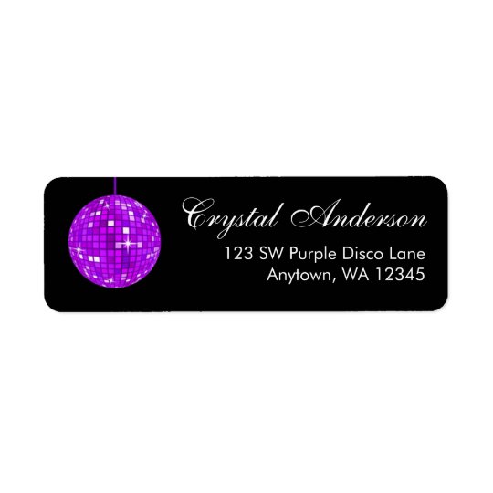 Purple and Black Disco Ball Return Address Return Address Label