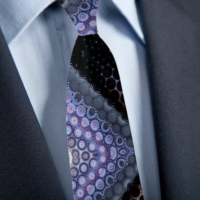 Purple and Black Dots on Zig Zag Pattern Neck Tie (Creator Uploaded)