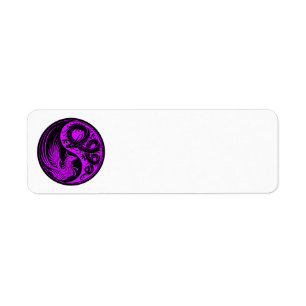 Purple and Black Dragon Phoenix Yin Yang Return Address Label