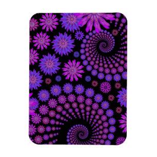 Purple and Black Floral Pattern Magnet