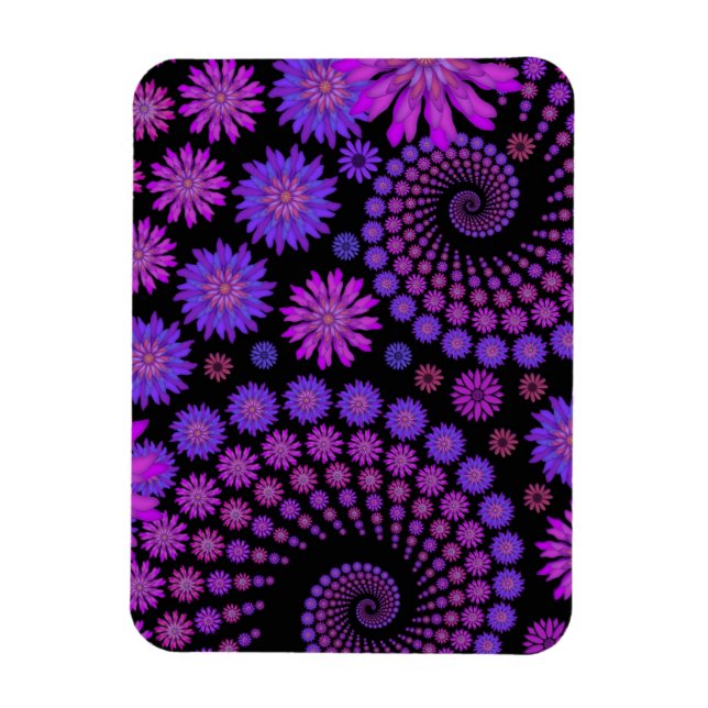 Purple and Black Floral Pattern Magnet (Vertical)
