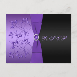 Purple and Black Floral R.S.V.P Postcard
