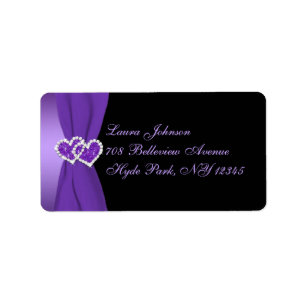 Purple and Black Floral Return Address Label