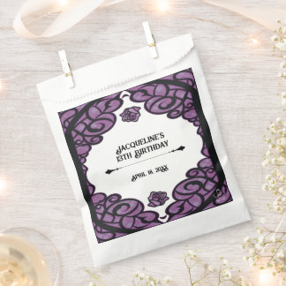 Purple and Black Gated Rose Princess Birthday Favour Bag