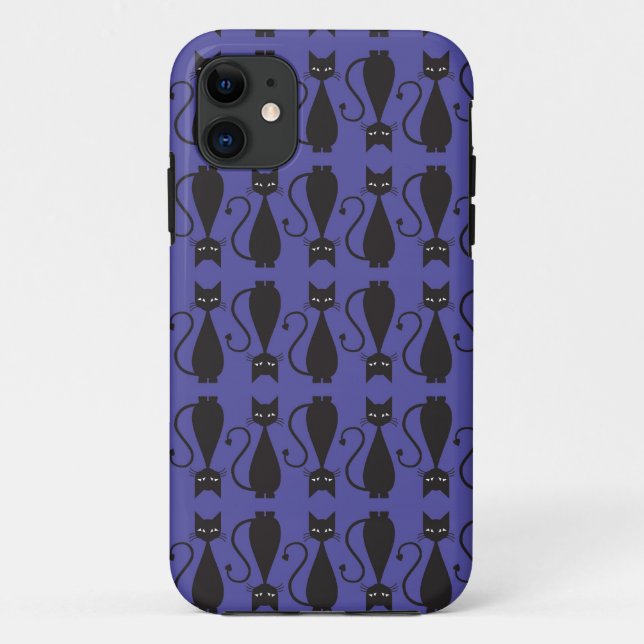 Purple and Black Goth Cat Pattern Case-Mate iPhone Case (Back)