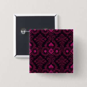 Purple and black gothic damask pattern 15 cm square badge