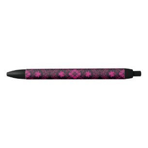 Purple and black gothic damask pattern ink pen