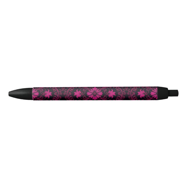 Purple and black gothic damask pattern ink pen (Front)