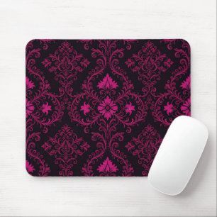 Purple and black gothic damask pattern mouse pad