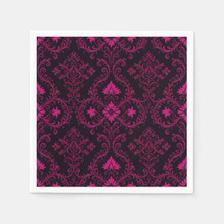 Purple and black gothic damask pattern napkin