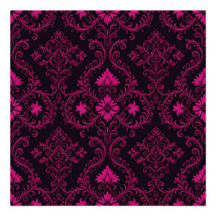 Purple and black gothic damask pattern photo print