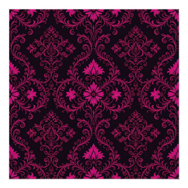 Purple and black gothic damask pattern photo print (Front)