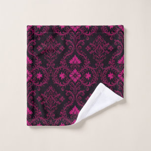 Purple and black gothic damask pattern wash cloth