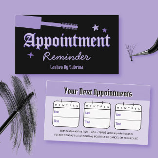 Purple and Black Gothic Lash Artist Multiple Appointment Card