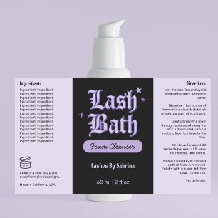 Purple and Black Gothic Lash Bath Product Label