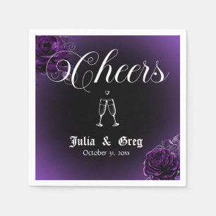 Purple and Black Gothic Wedding Cocktail Napkins