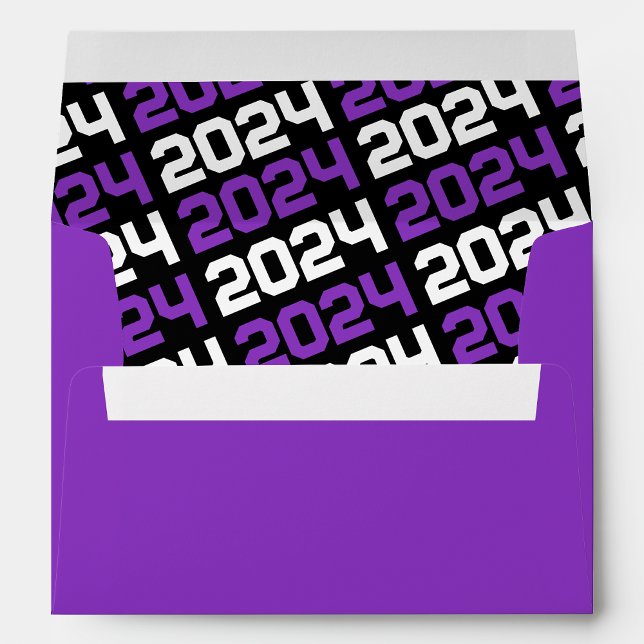 Purple and Black Graduation Envelopes (Matching Envelopes, Return Address Labels & Envelope Seals)