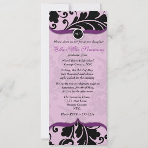 Purple and Black Graduation Invitation