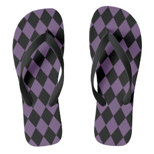 Purple and Black Harlequin Pattern Thongs