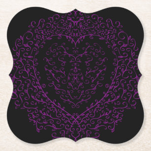 Purple and Black Heart Gothic Wedding Coasters