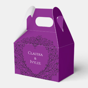 Purple and Black Heart Gothic Wedding Favour Box