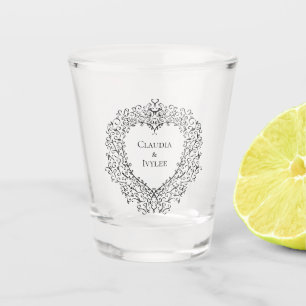 Purple and Black Heart Gothic Wedding Shot Glass