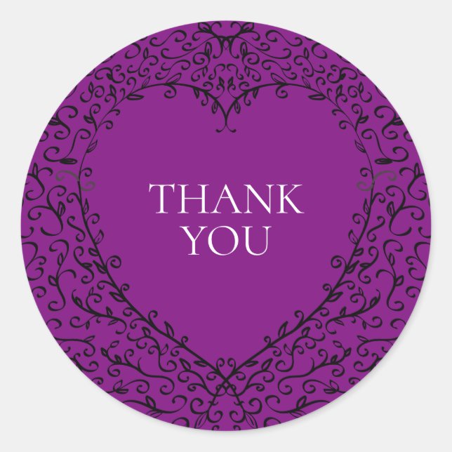 Purple and Black Heart Gothic Wedding Stickers (Front)