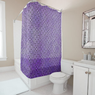 Purple and Black Knit Pattern Shower Curtain