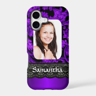 Purple and black lace personalised photo template