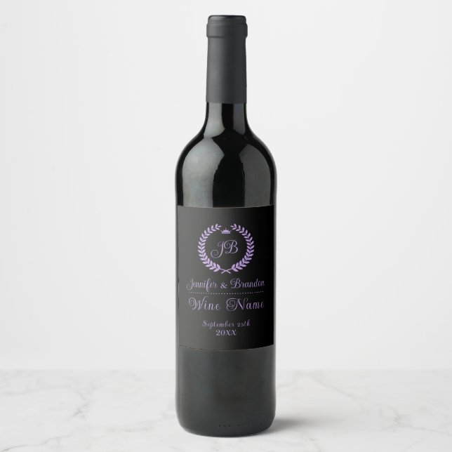 Purple and black Laurel Wreath Wine Label (Front)