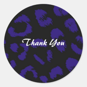 Purple and Black Leopard Pattern Thank You Classic Round Sticker