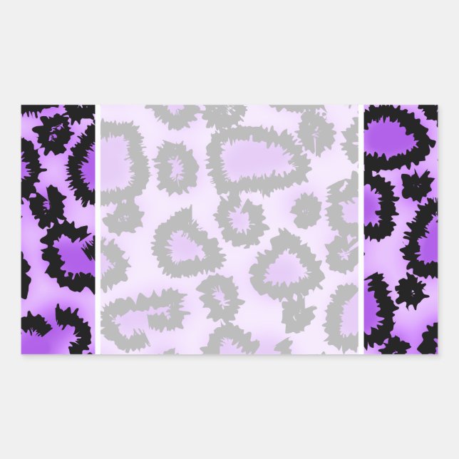 Purple and Black Leopard Print Pattern. Rectangular Sticker (Front)