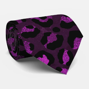 Purple and Black Leopard Print Tie