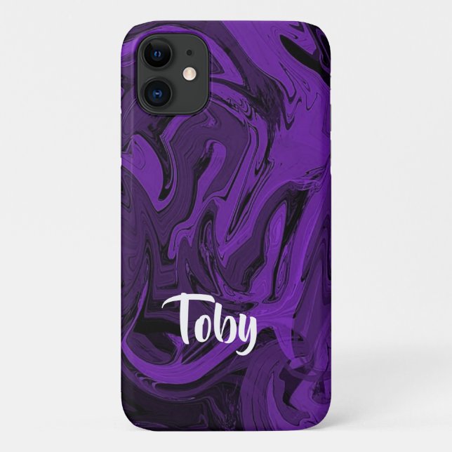 Purple and black marble polished Case-Mate iPhone case (Back)