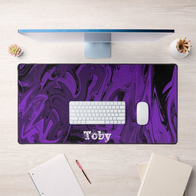 Purple and black marble polished desk mat (Office 1)