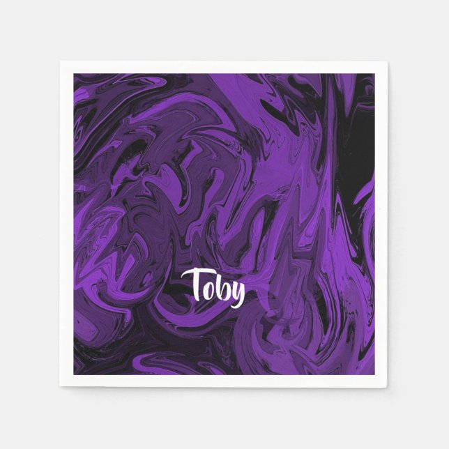 Purple and black marble polished napkin (Front)