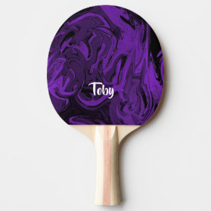 Purple and black marble polished ping pong paddle