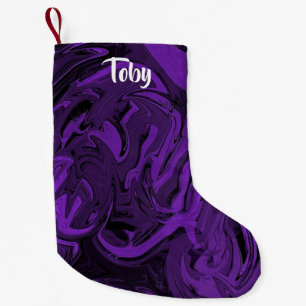 Purple and black marble polished small christmas stocking