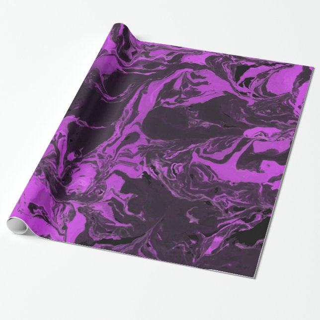 Purple and black Marble. Wrapping Paper (Unrolled)