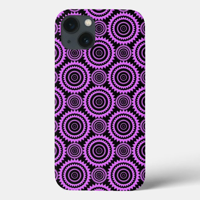 Purple and Black Modern Circles Pattern Case-Mate iPhone Case (Back)