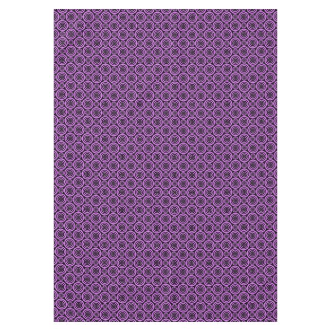 Purple and Black Modern Circles Pattern Tablecloth (Front)