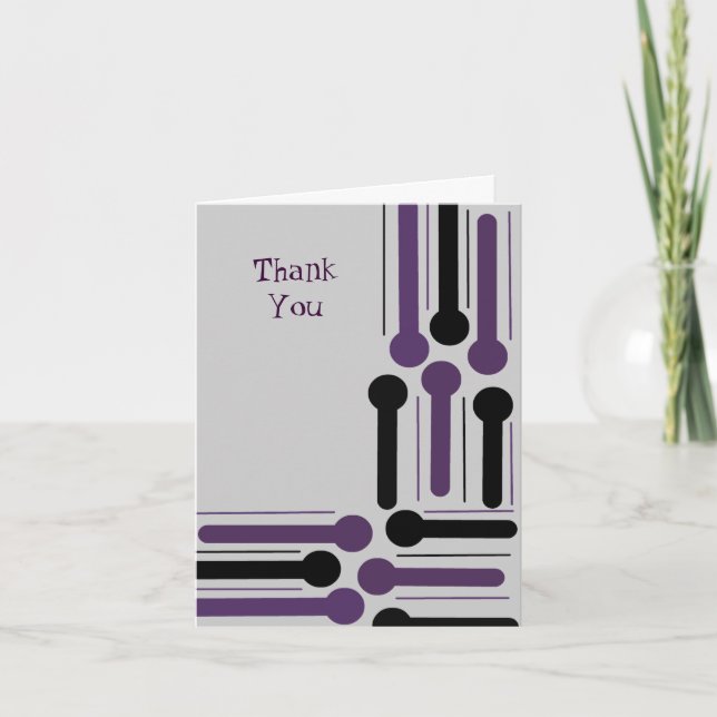 Purple and Black Modern Thank You Card (Front)