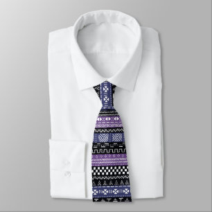 Purple And Black Modern Tribal Style Neck Tie