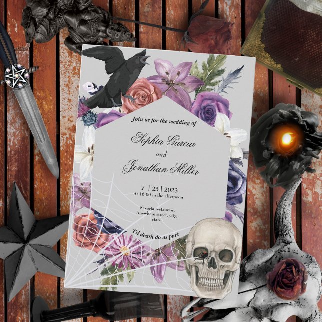 Purple and Black Moody Dark Wedding Invitation (Creator Uploaded)