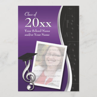 Purple and Black Music Graduation Invitation