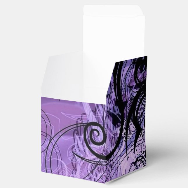 Purple and Black Pattern Cube Favour Box (Opened)