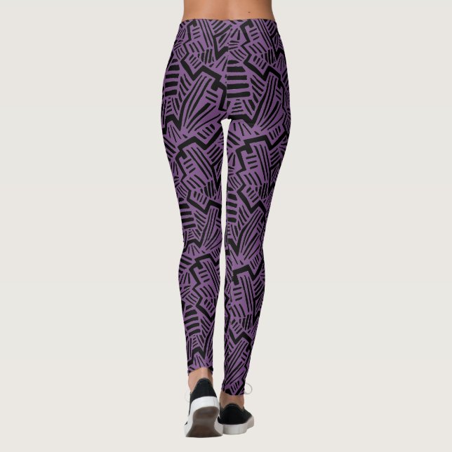 Purple and Black Pattern Leggings (Back)