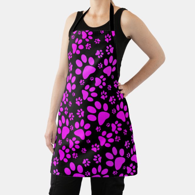Purple and Black Paw-Prints Apron (Insitu)