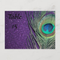 Purple and Black Peacock Wedding Table Numbers