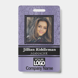 Purple and Black Photo and Logo Badge ID Badge